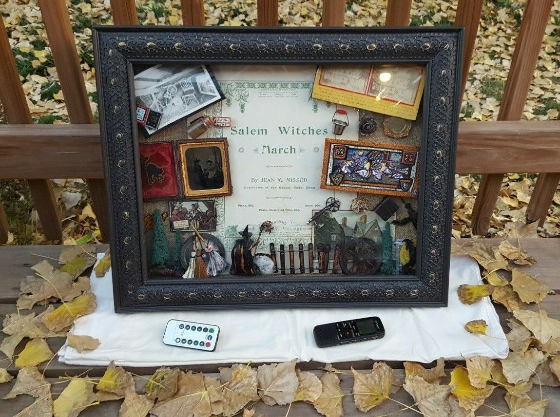 Salem Witch Trials Interactive Shadow Box, 1800\'s Antiques, Orig. Drawing, CDV