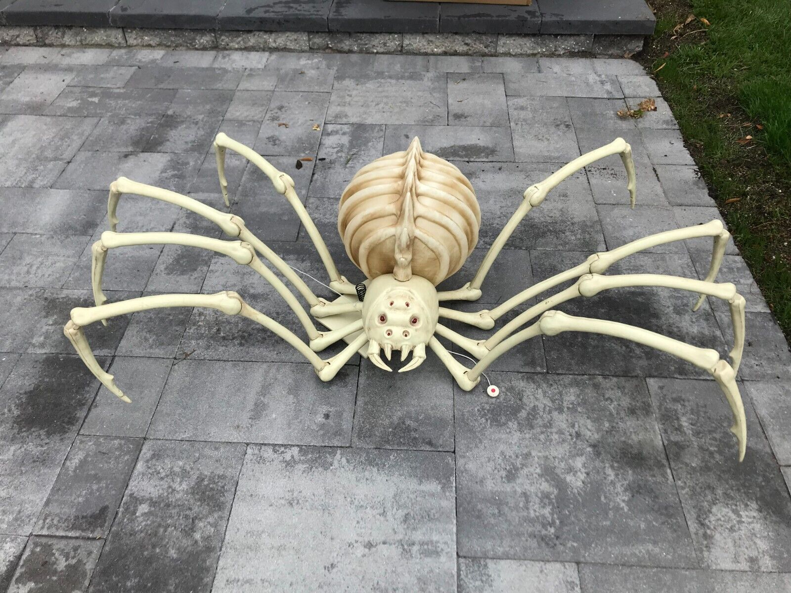 ANIMATED GIANT 6 FEET SKELETON SPIDER SHAKING HAUNTED PROP w/ SPIDERWEB 12 FOOT