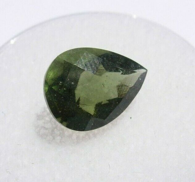 Authentic natural faceted Moldavite 2.26 carats pear shaped about 11x8x5mm