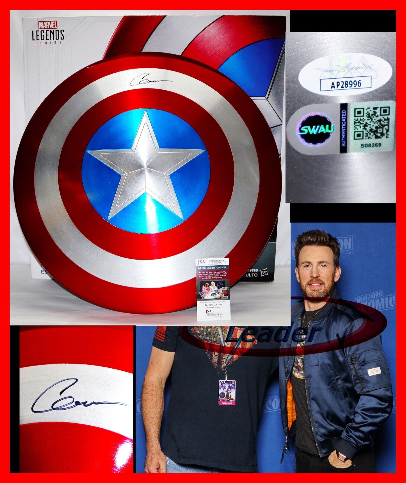 🦅  24in METAL 75th Marvel Legends Chris Evans Signed CAPTAIN AMERICA SHIELD JSA