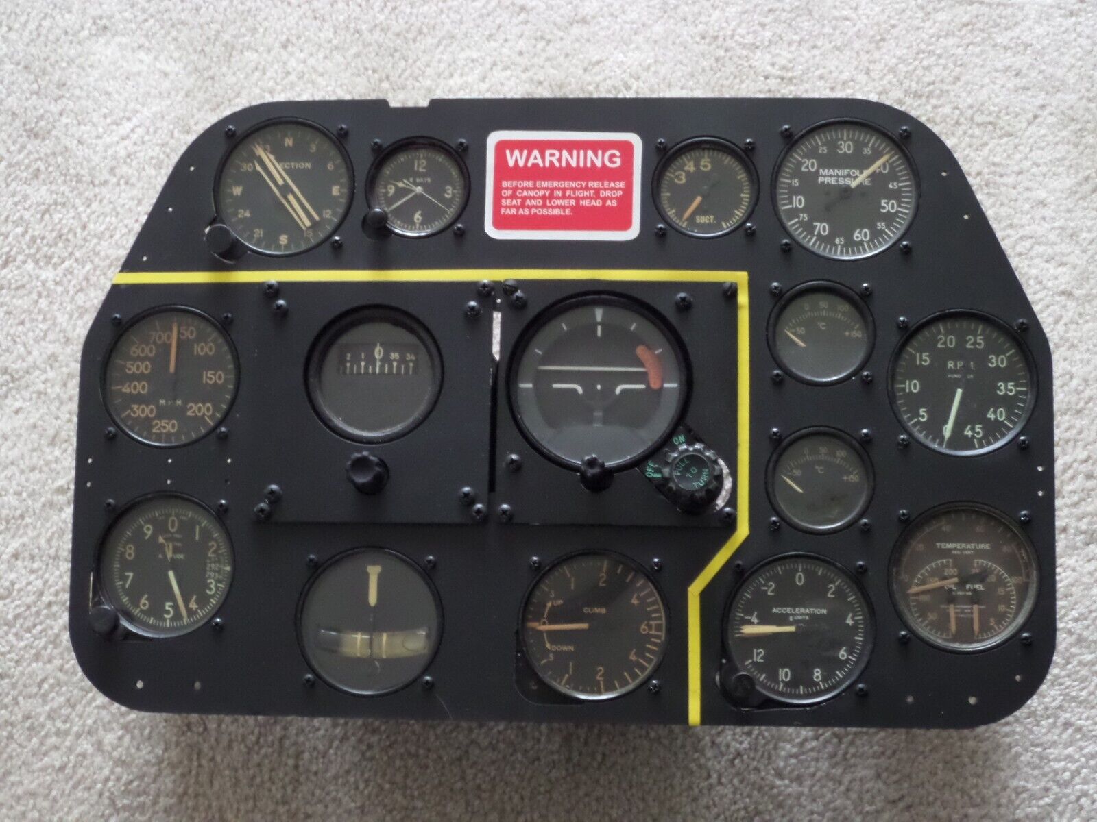  P-51 MUSTANG MAIN INSTRUMENT PANEL 15 0RIGINAL WWII ARMY AIR FORCE GAUGES EXC.