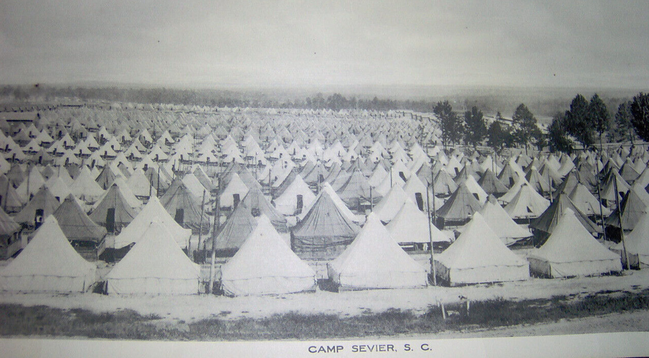 Camp Sevier S.C. Infantry Tents Photo 1918 WWI Original Panoramic 34