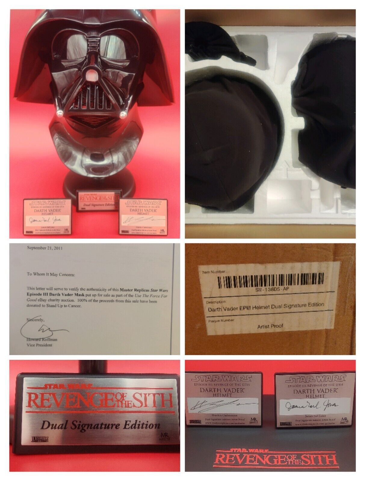 Artist Proof Master Replicas Star Wars Darth Vader Helmet ROTS Dual Signature Ed