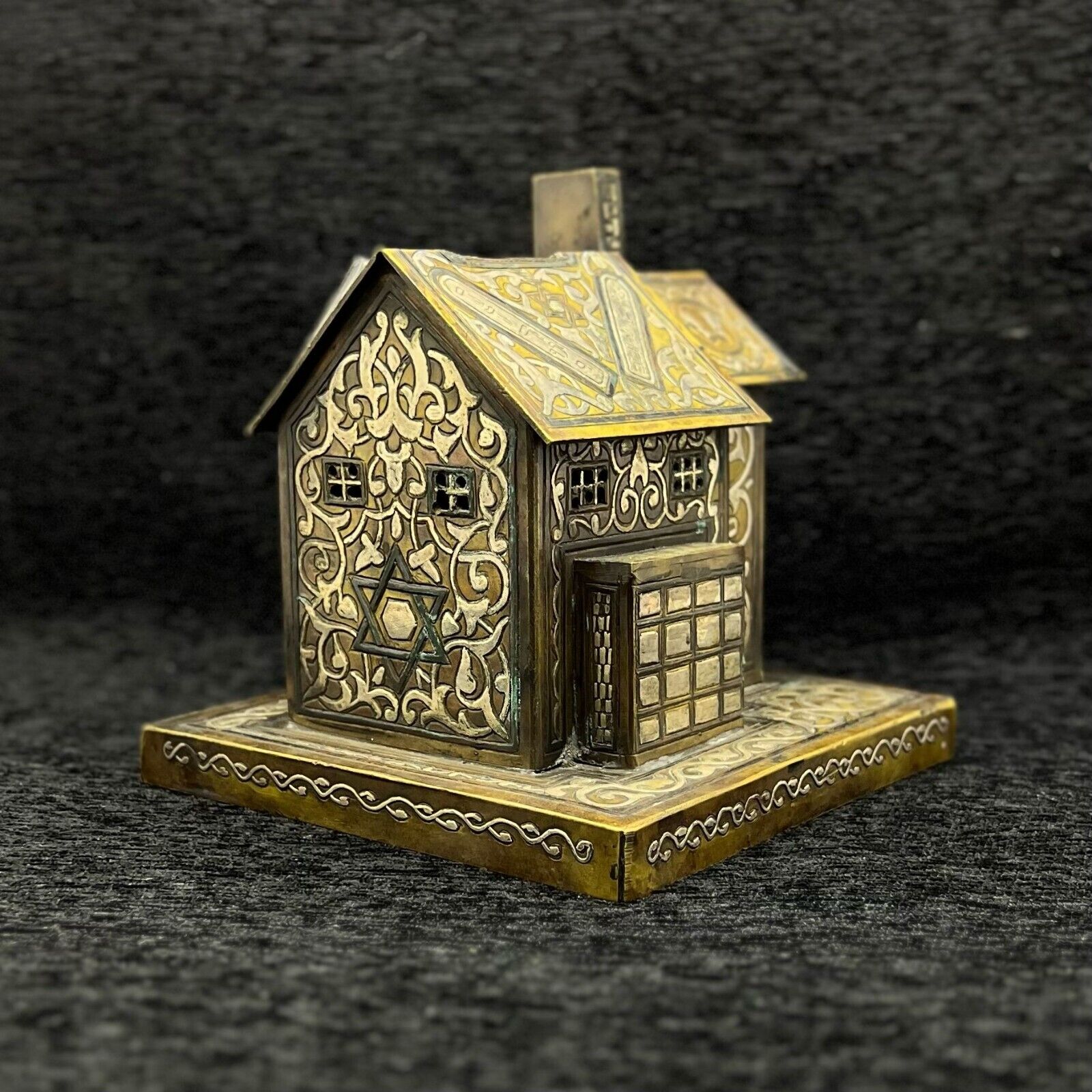 House For Sale Antique 1900 Hammered Box Great Fund Donations Rare Brass Silver