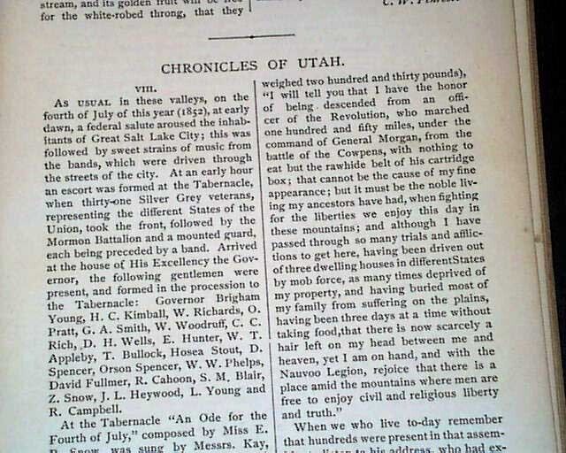 Rare MORMONS PRESS Mormonism YMMIA Salt Lake City Utah LDS Church 1881 Newspaper