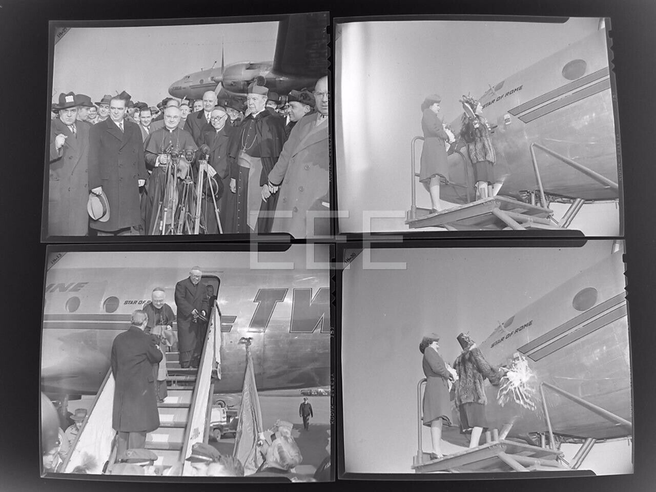 10 1946 Cardinals Fly to Rome TWA Plane famous photogapher Negative Lot 516A