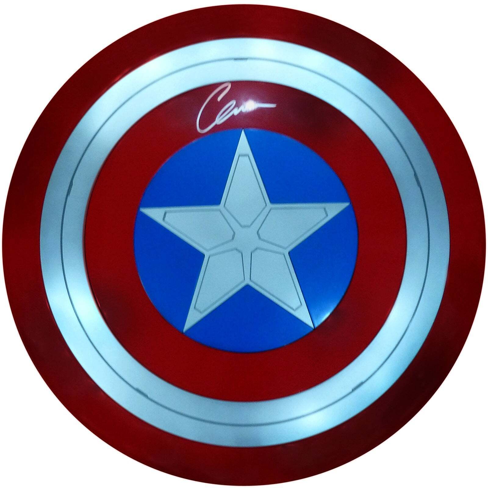 Chris Evans Autographed Captain America Shield Marvel Legends Series - SWAU, JSA
