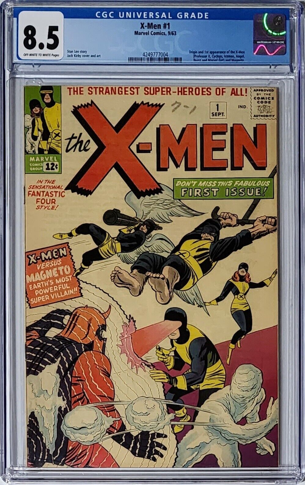 X-Men #1 CGC 8.5 Marvel 1963 Origin 1st Appearance Cyclops Jean Grey Beast Angel
