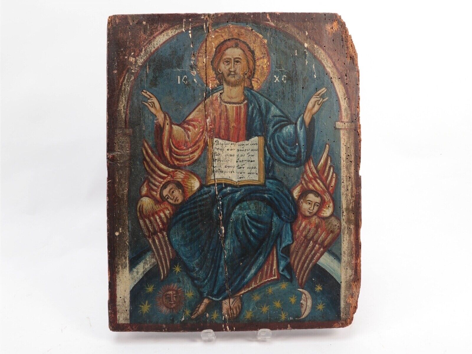 Antique 18th Century Icon of Jesus Christ in Glory - Rare and Reverent Masterpie
