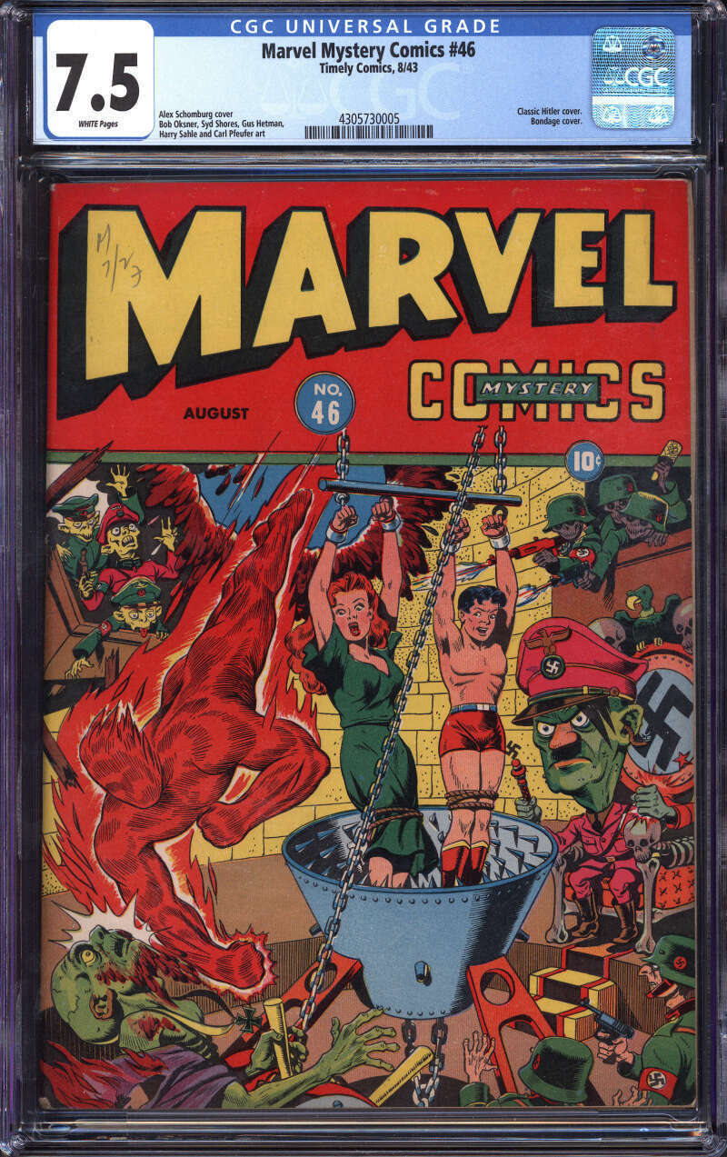 MARVEL MYSTERY COMICS #46 CGC 7.5 WHITE PAGES / CLASSIC GOLDEN AGE COVER 1943
