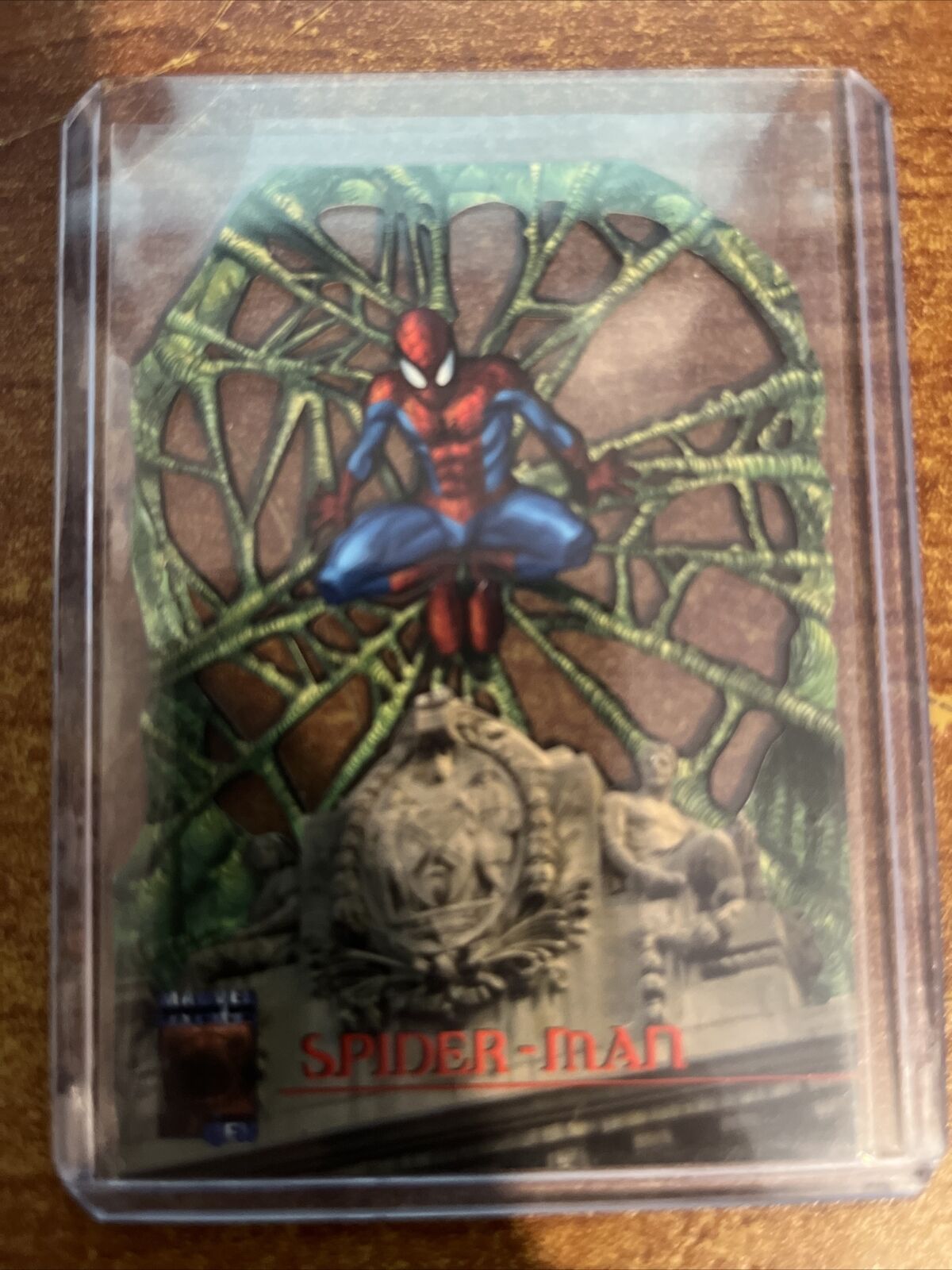 1997 Fleer Marvel Premium QFX Laser Blast Die Cut Spider-Man Card # 2