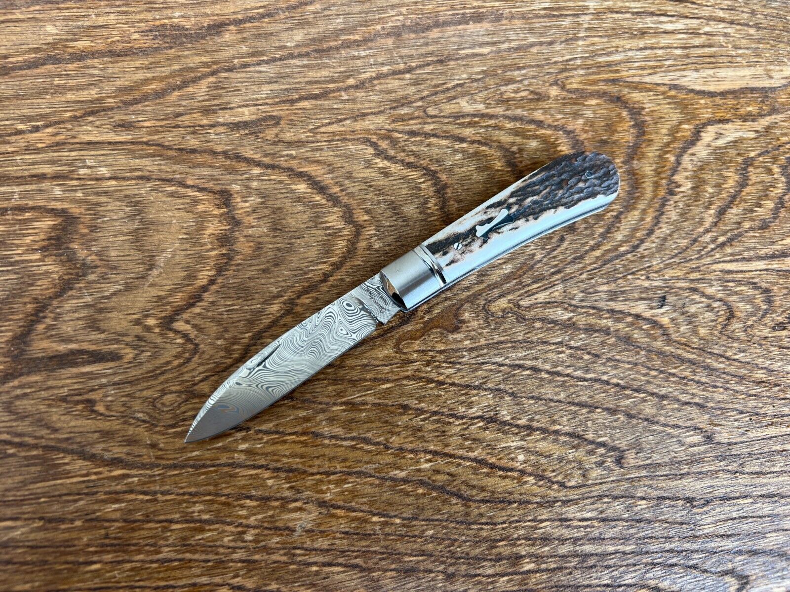 northmountainblade zulu Antler , Damasteel, American Traditional Pocket Knife
