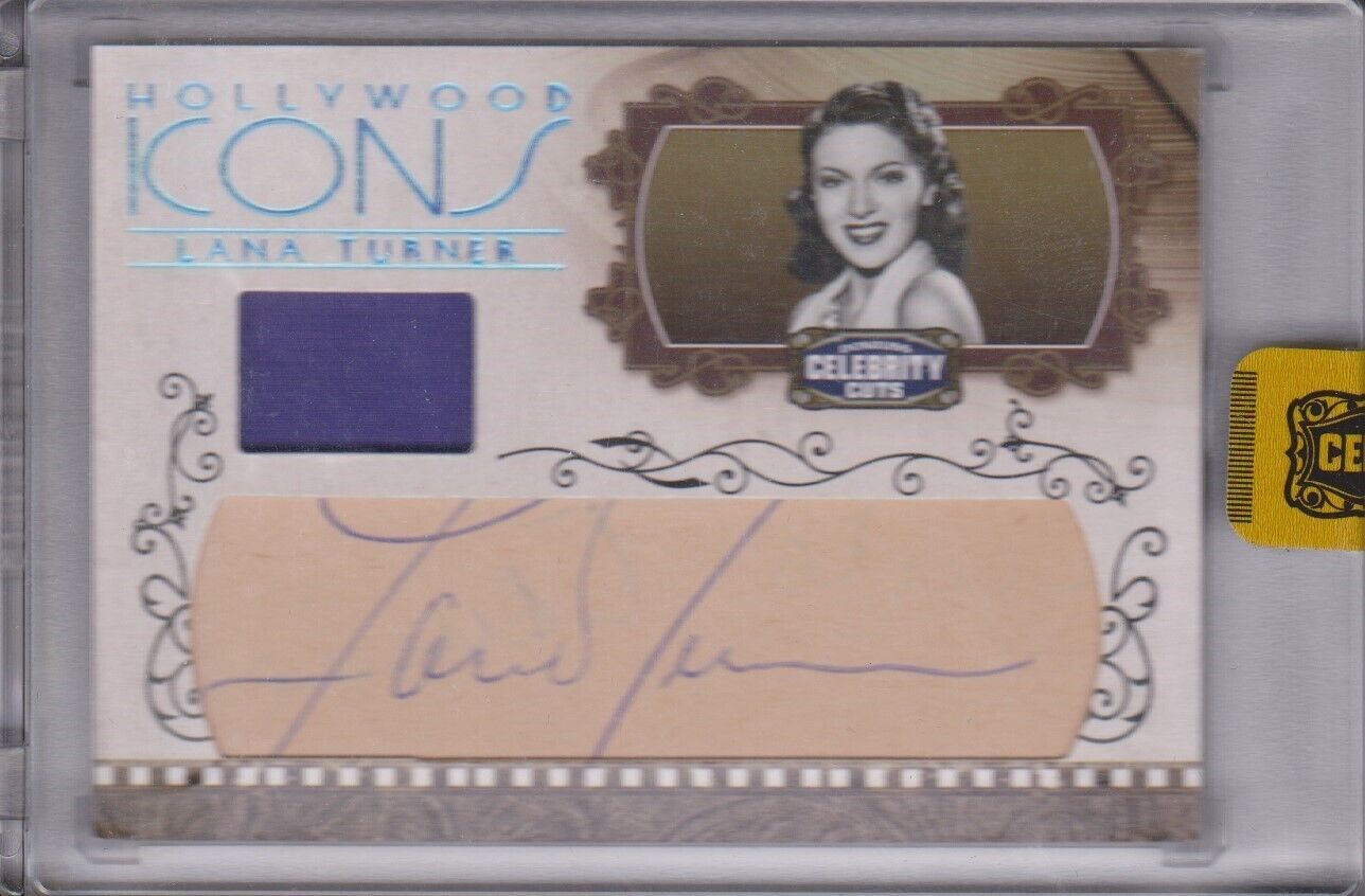 CELEBRITY CUTS LANA TURNER HI-LT HOLLYWOOD ICONS AUTOGRAPH MATERIALS CARD 1/1