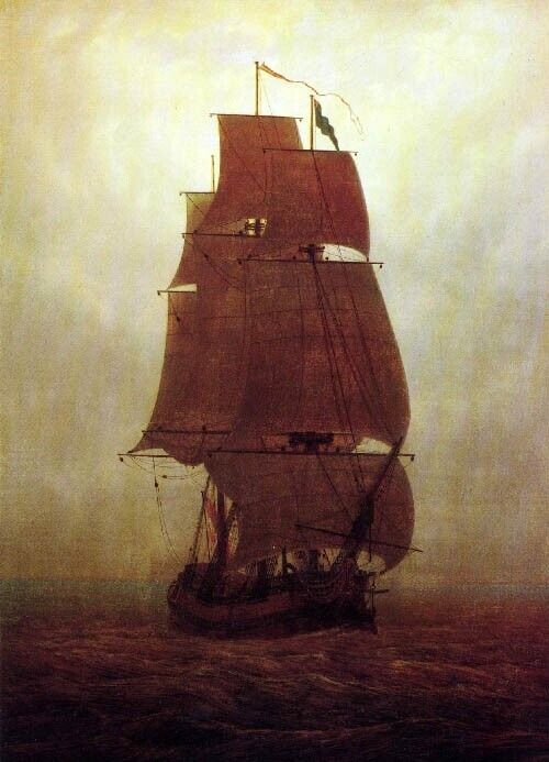 Oil painting Sailing-Ship-1815-Caspar-David-Friedrich-oil-painting sail boat art