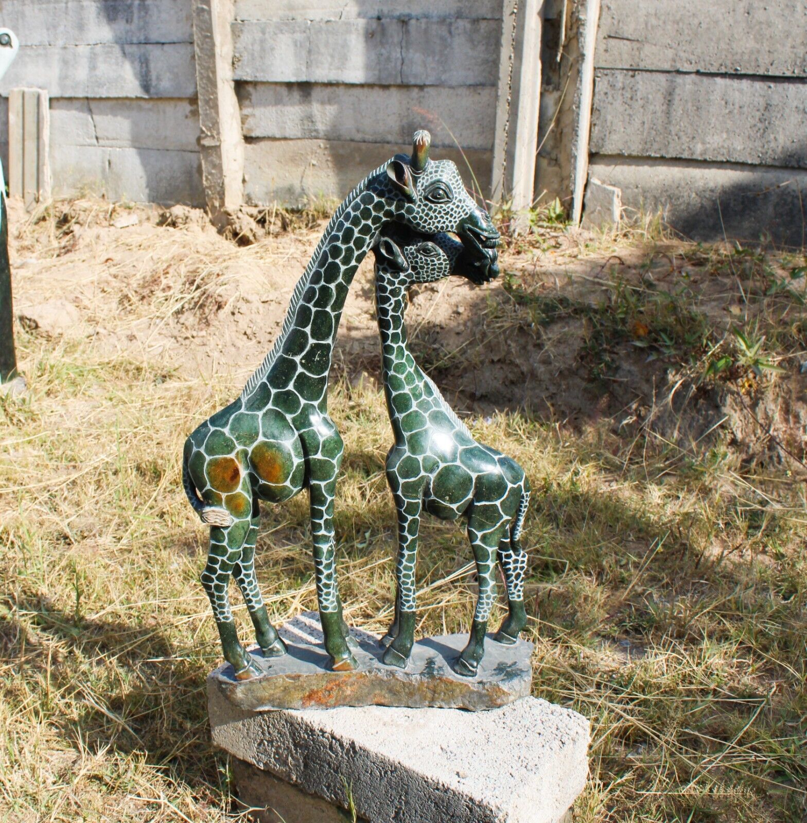 Giraffe Figurine Statue Carved African Decor Stone Garden Sculpture Ornament