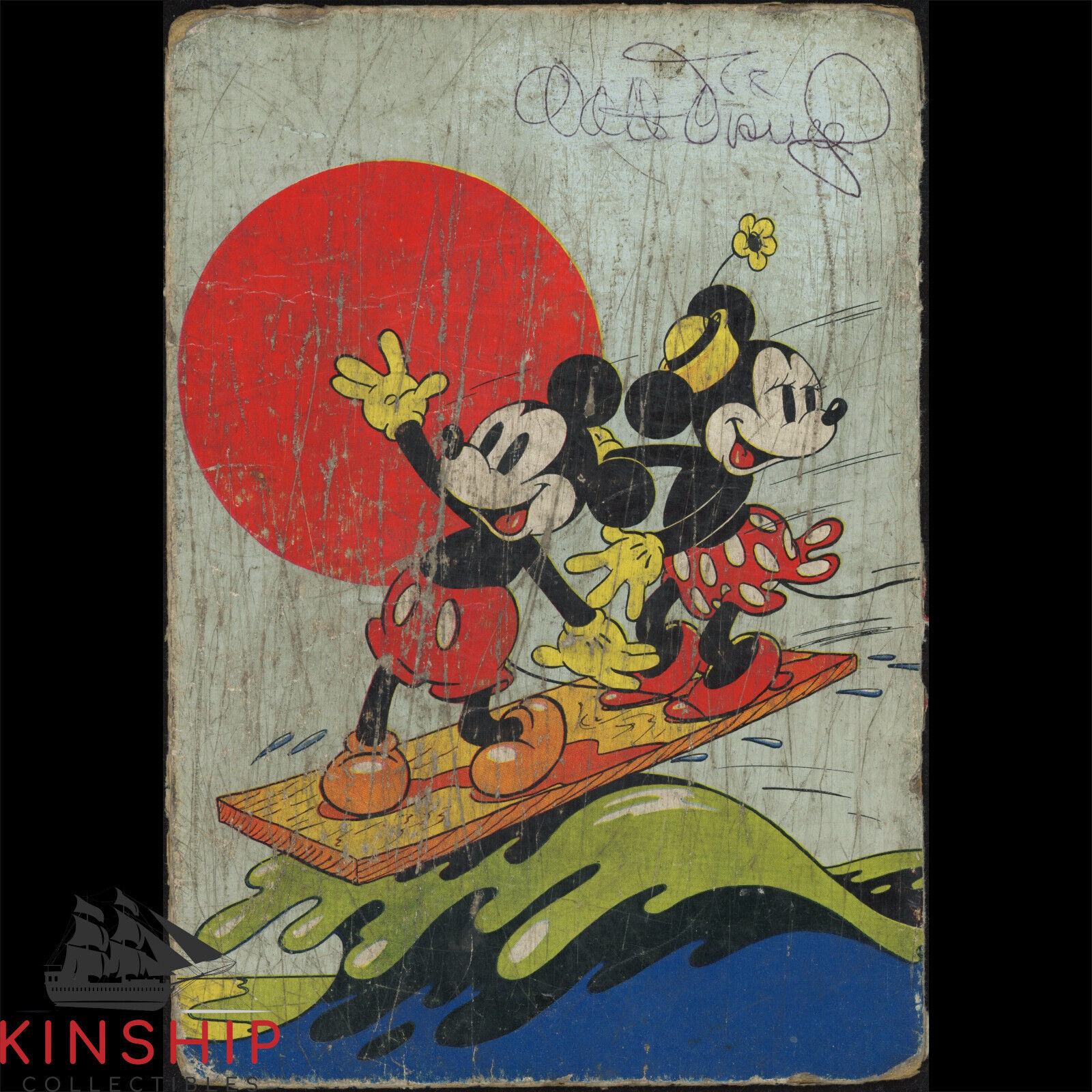 Walt Disney signed Vintage Mickey & Minnie Mouse Book Cover JSA LOA Auto Z1694