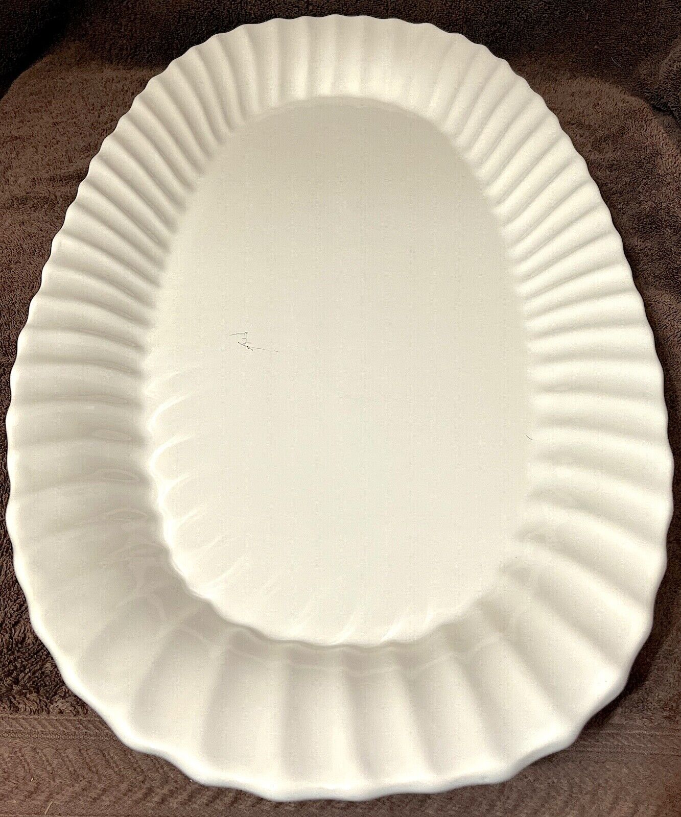 Italian 24 inch Elegant Serving Platter All White Fine Porcelain. A+