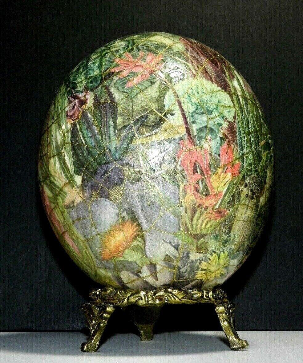 Decoupage Ostrich Egg With Stand