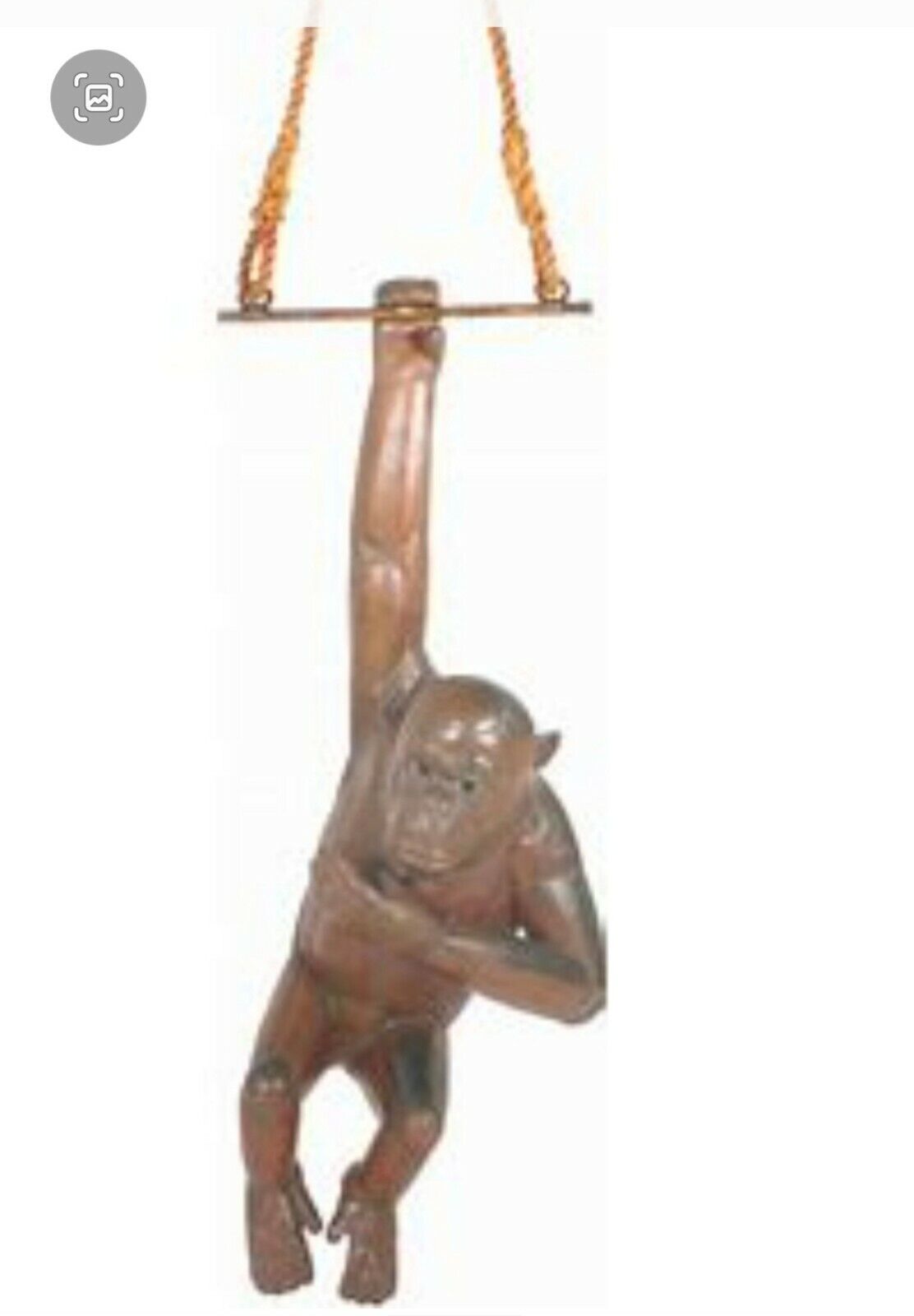 Sergio Bustamonte. Large brass one arm Hanging Monkey. 3 1/2 feet long