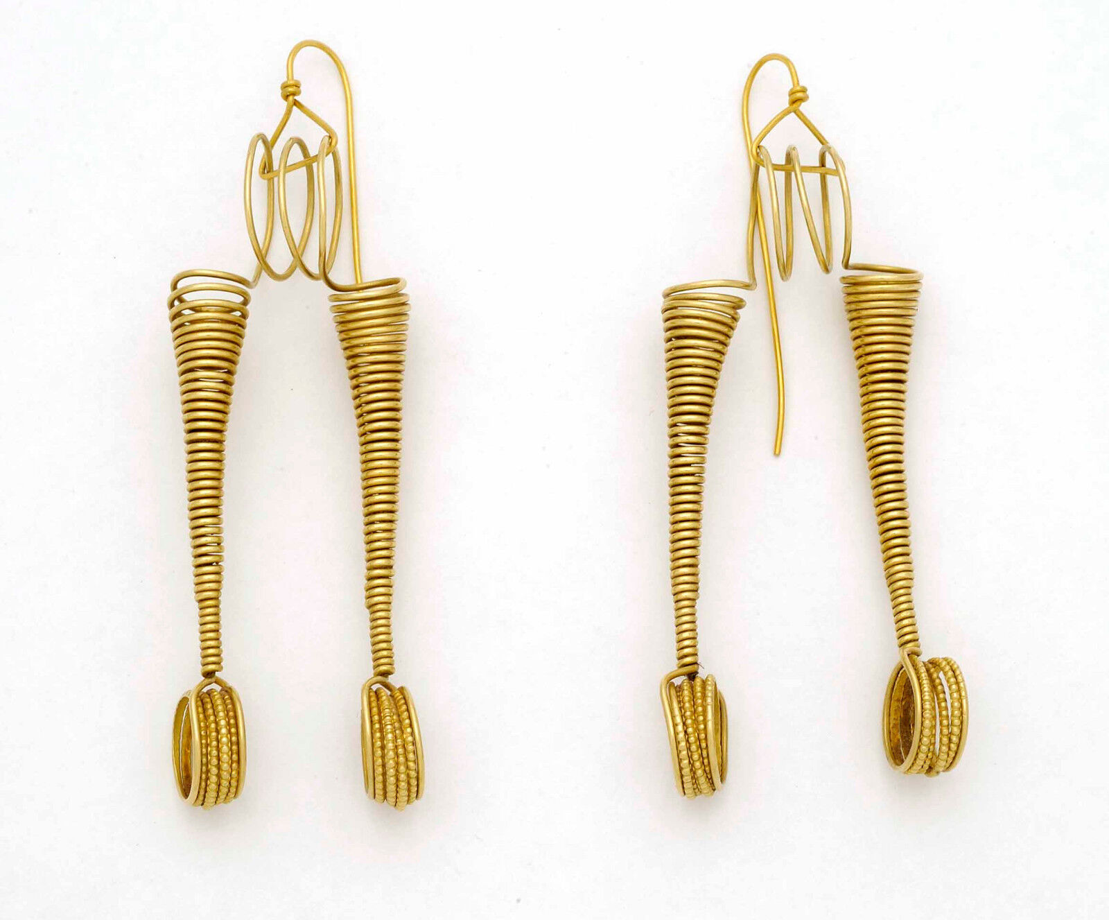 Tribal 22K gold wire earrings from Rabari tribes Gujarat North India 1970's