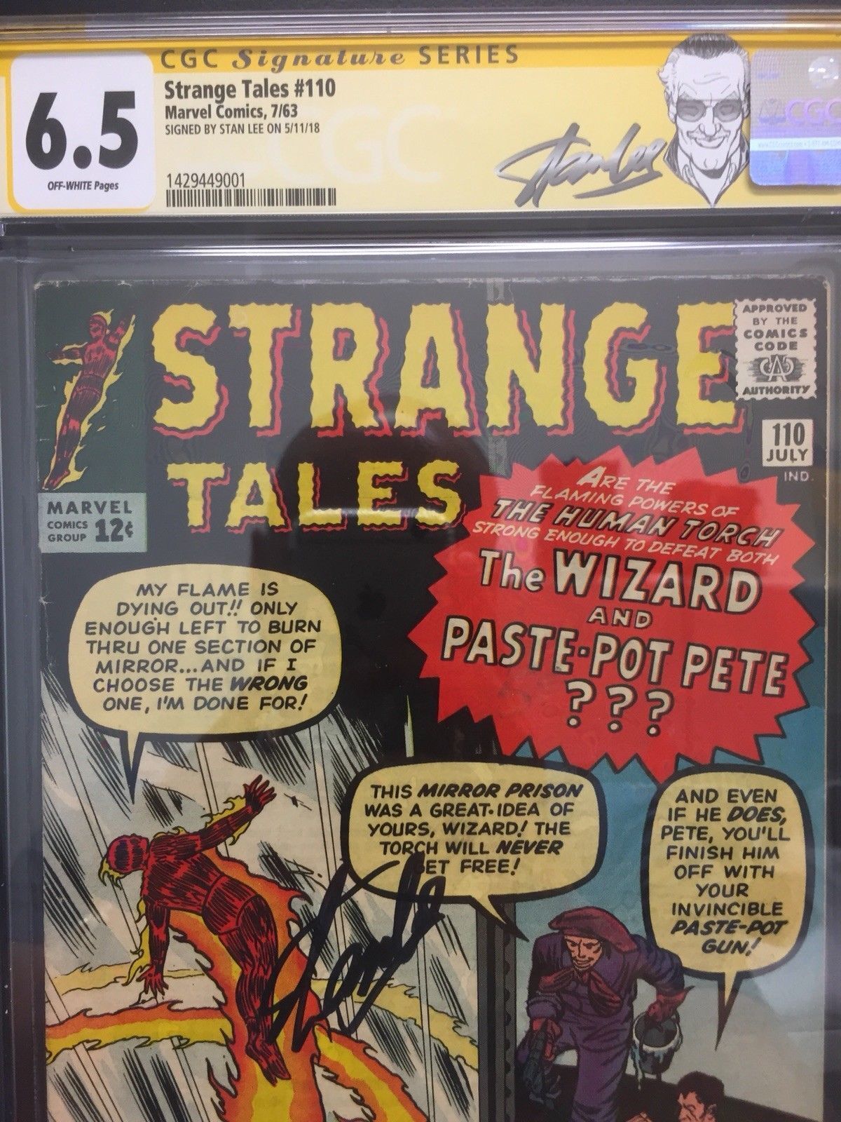Strange Tales #110 CGC 6.5 1963 1st Doctor Strange Stan Lee Signature H9 H cm