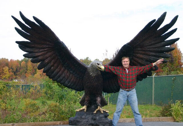 EAGLE BRONZE GIANT MONUMENT hawk raptor STATUE  12' WINGSPAN VFW memorial 50%off