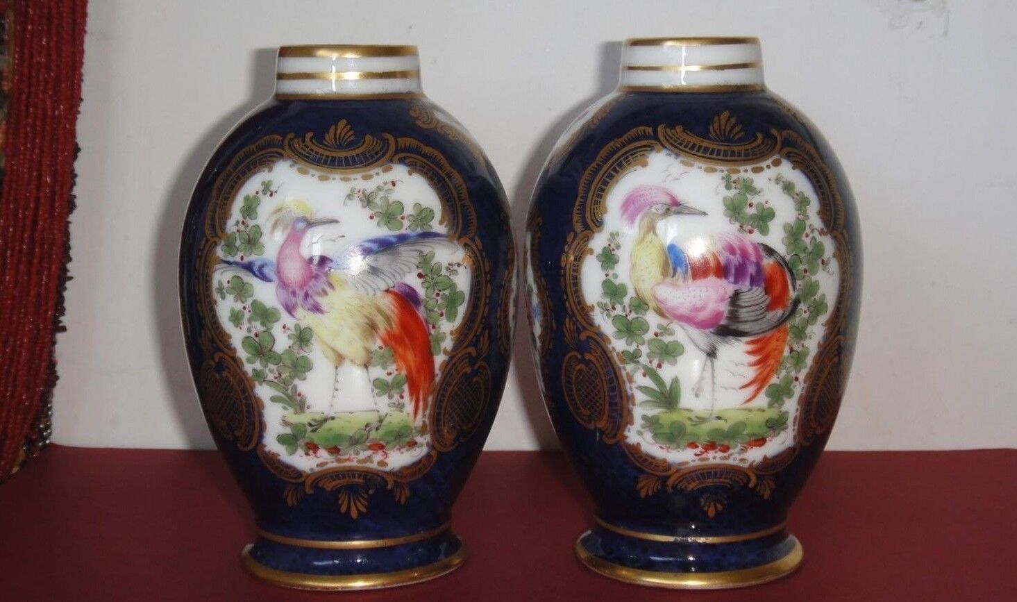  Rare Dr John Wall Period 18th c. Worcester Porcelain Two Cobalt Vases