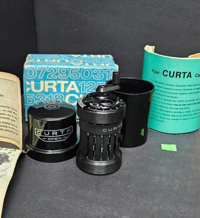 Curta Calculator 1969 Type 1 w/can, box and complete paperworks Pristine 75626