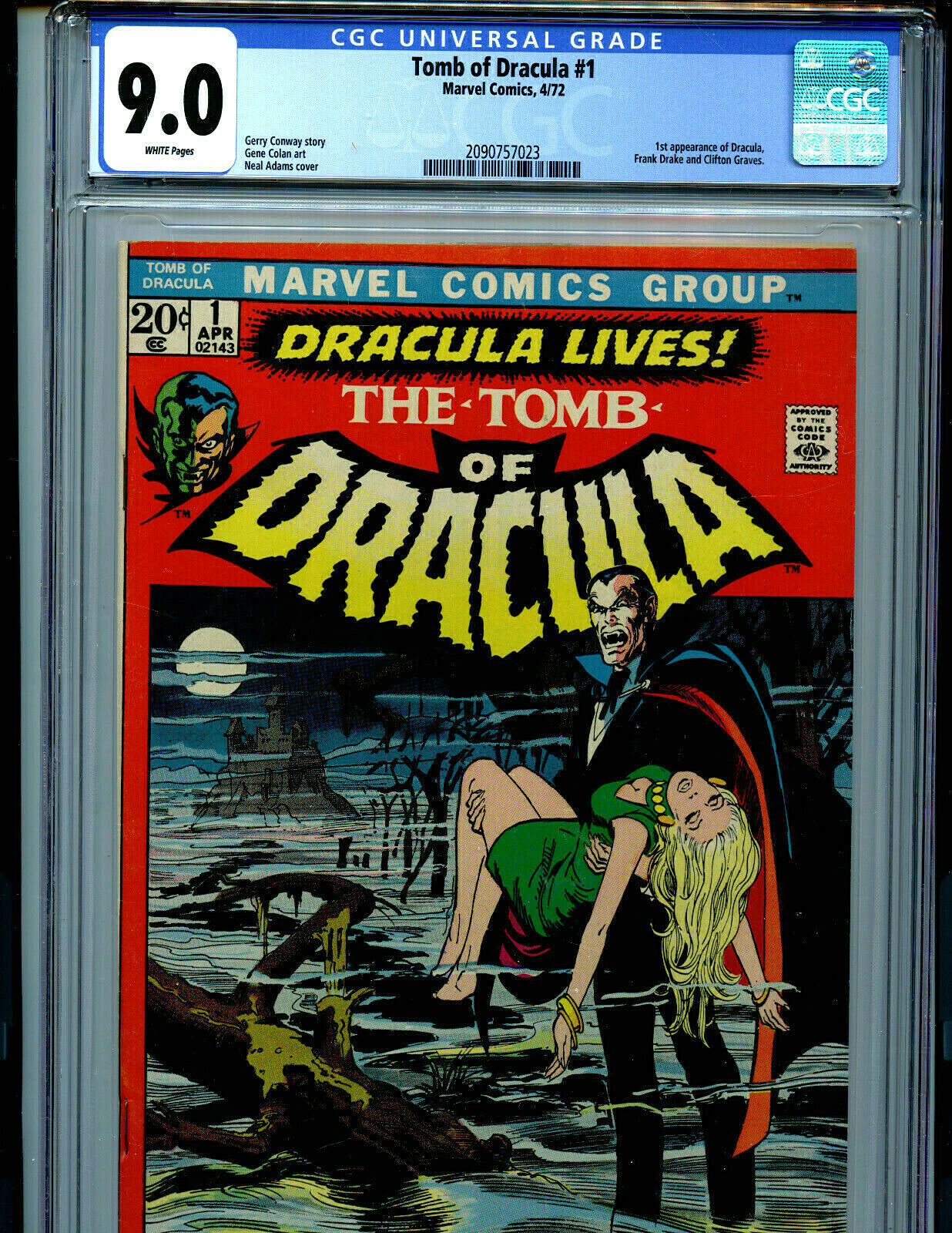 Tomb of Dracula 1 CGC 9.0  1972 Marvel 1st Dracula Amricons K32