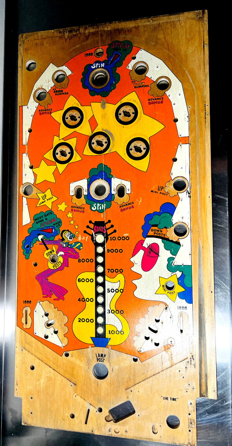 Original 1970 Williams Jive Time Rock N Roll Pinball Playfield NICE see pics 