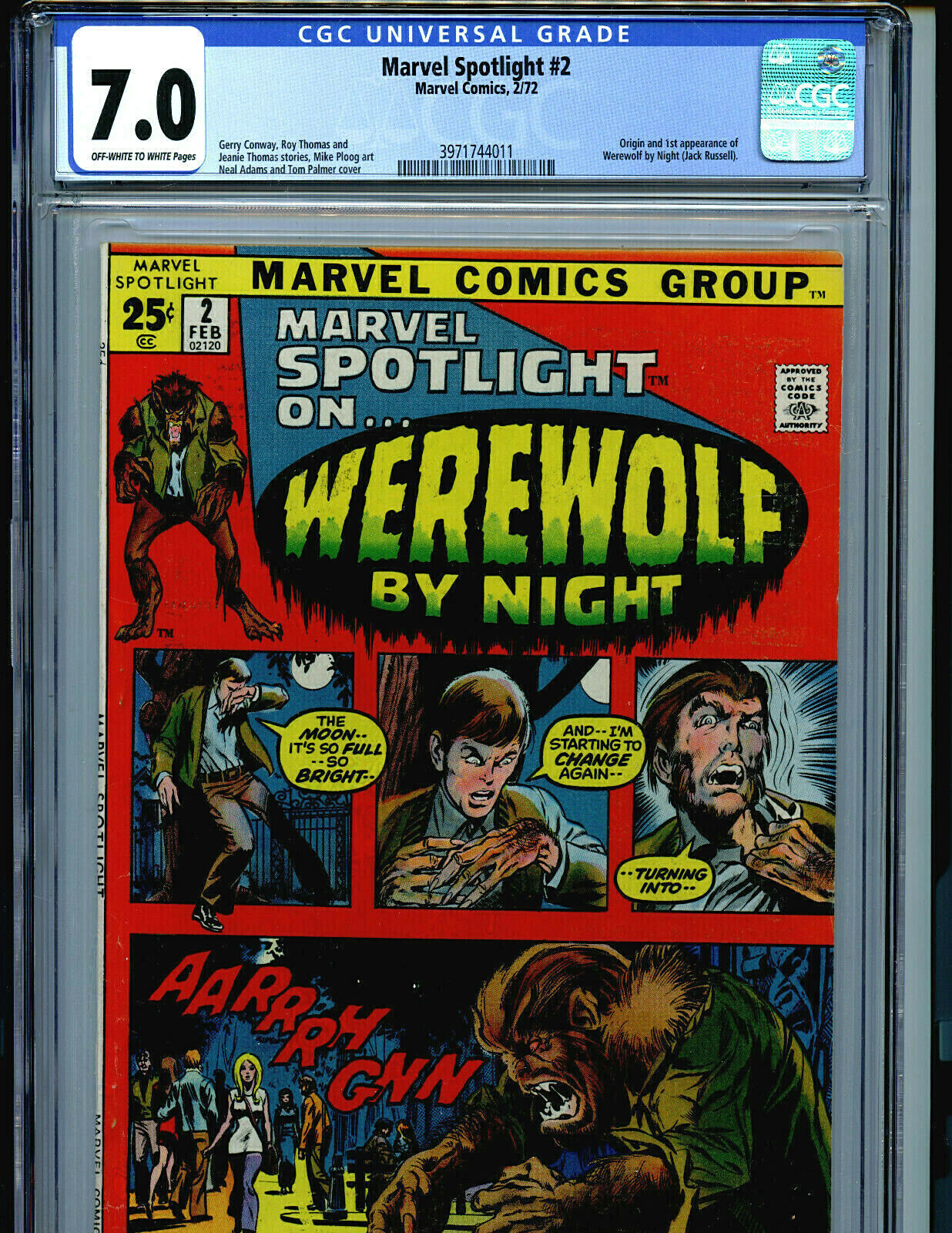 Marvel Spotlight Werewolf by Night 2 CGC 7.0 1st Werewolf Amricons 1972  K35