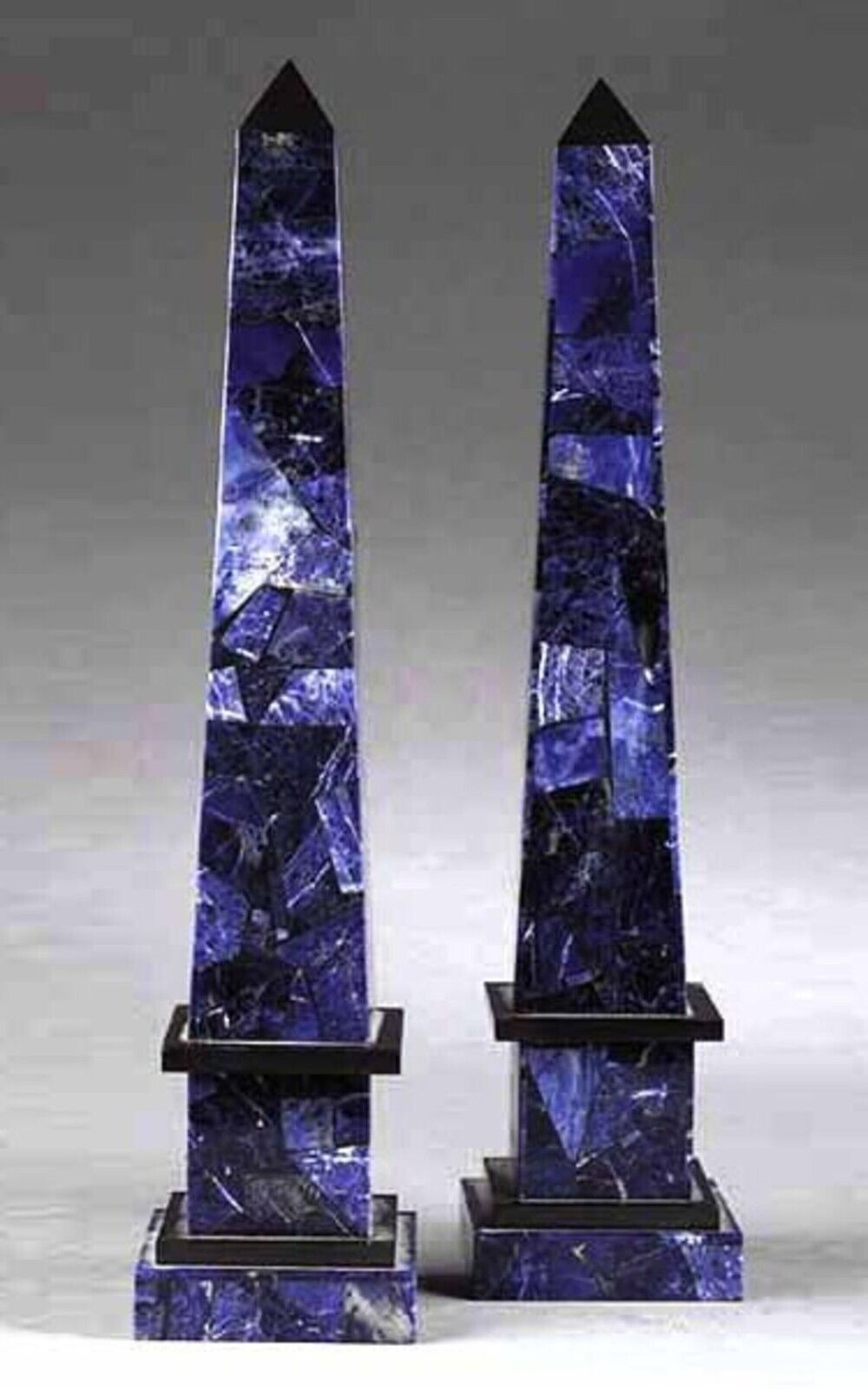 Random Marble Healing Crystals Sodalite Stone Obelisk, Set Of 2 Pair Home Decors