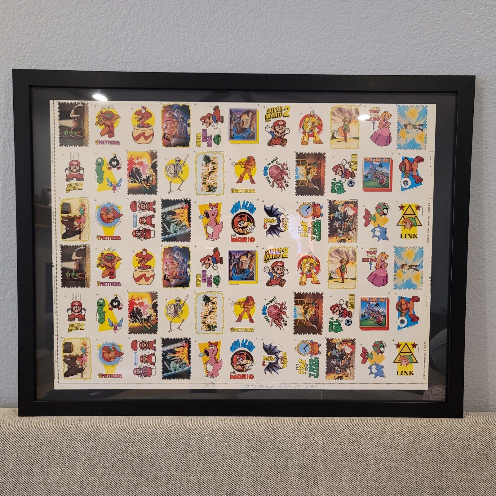 1989 Nintendo Topps UNRELEASED Series 2 UNCUT SHEET With All Series 1 & 2 Sets