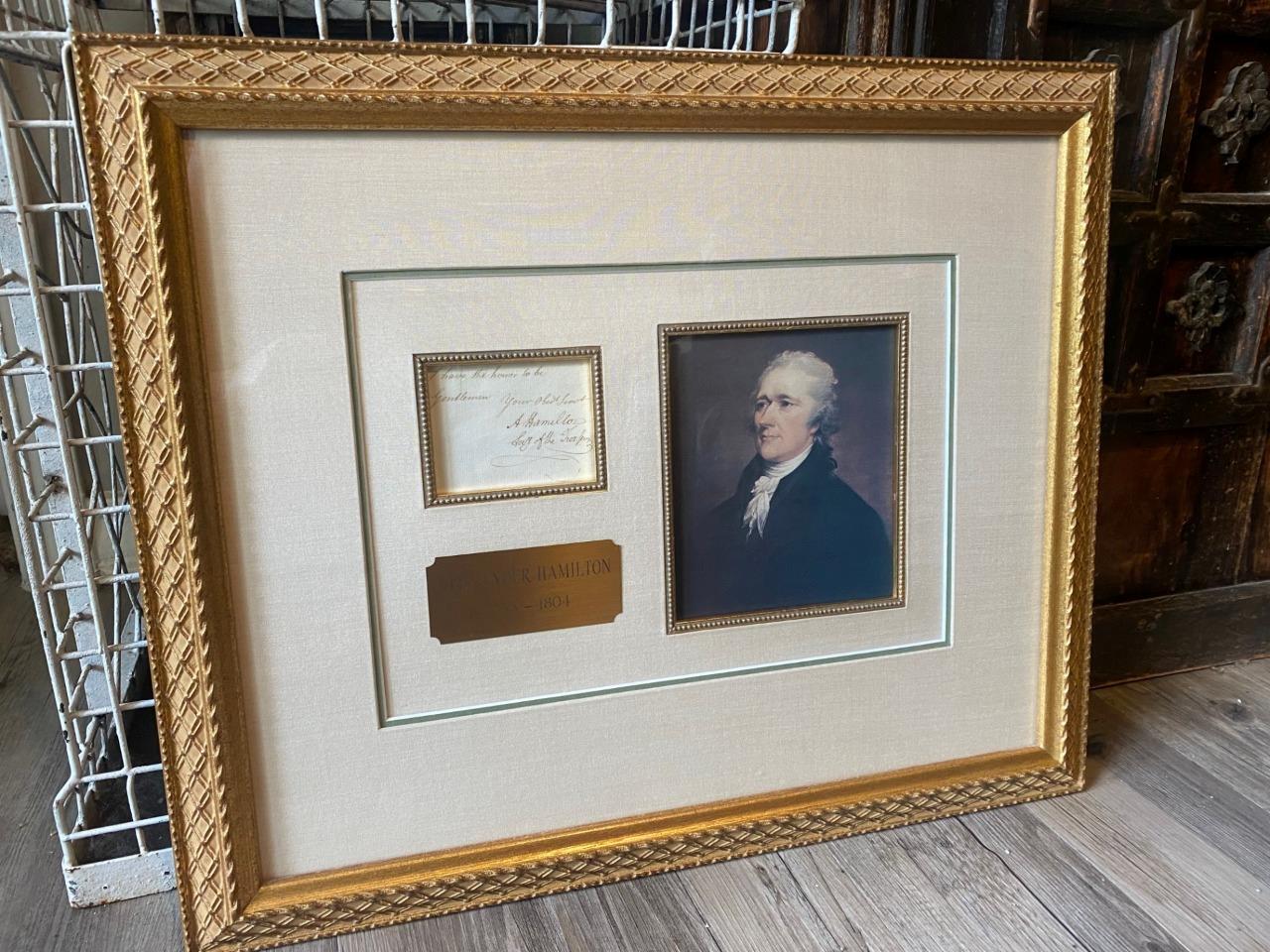 RARE Framed Signed Letter/Note by American Founding Father ALEXANDER HAMILTON