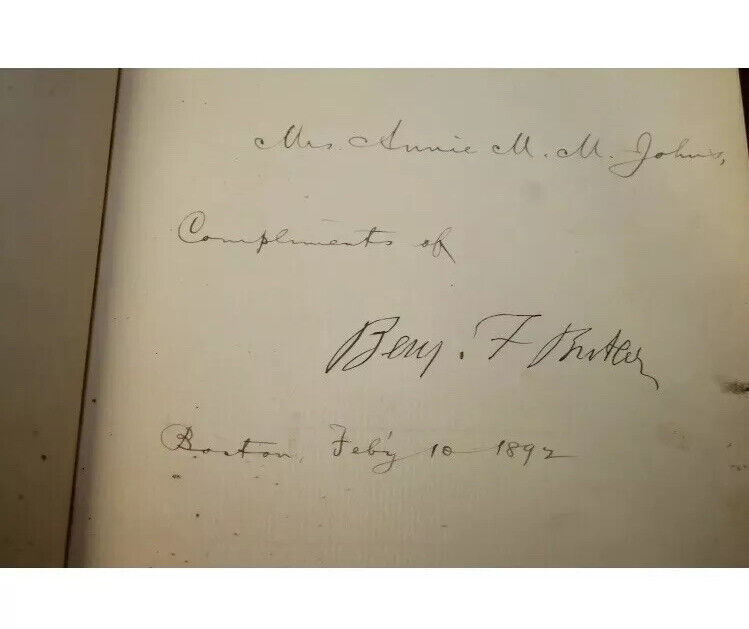 Benjamin F Butler Union Civil War General Massachusetts Signed Book Biography