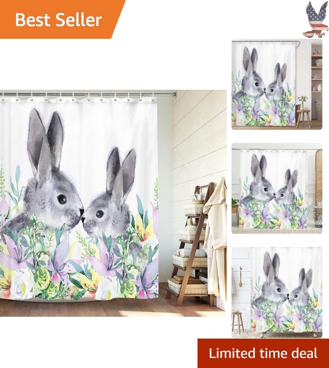 Easter Bunny Shower Curtain - Premium Durable Machine Washable - 69x70inches