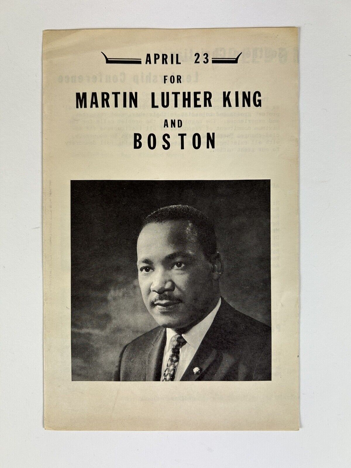 1965 Martin Luther King Jr. March Program Civil Rights Boston Commons