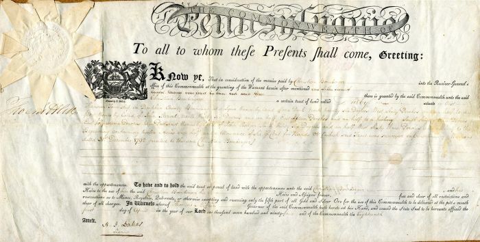 Land Grant signed by Thomas Mifflin - Very Graphic and Early - Autographed Stock
