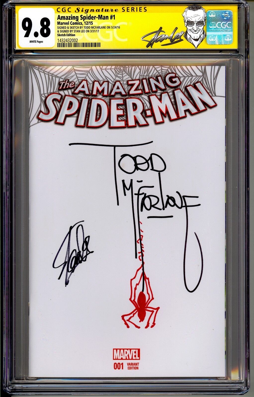 THE AMAZING SPIDER-MAN #1 CGC SS 9.8 STAN LEE SKETCH BY TODD MCFARLANE VARIANT