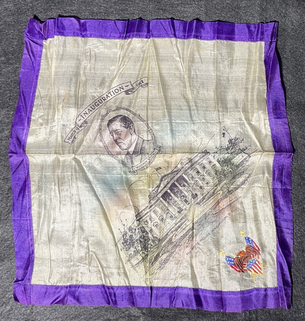 Antique Private Second Presidential Inauguration Woodrow Wilson Handkerchief