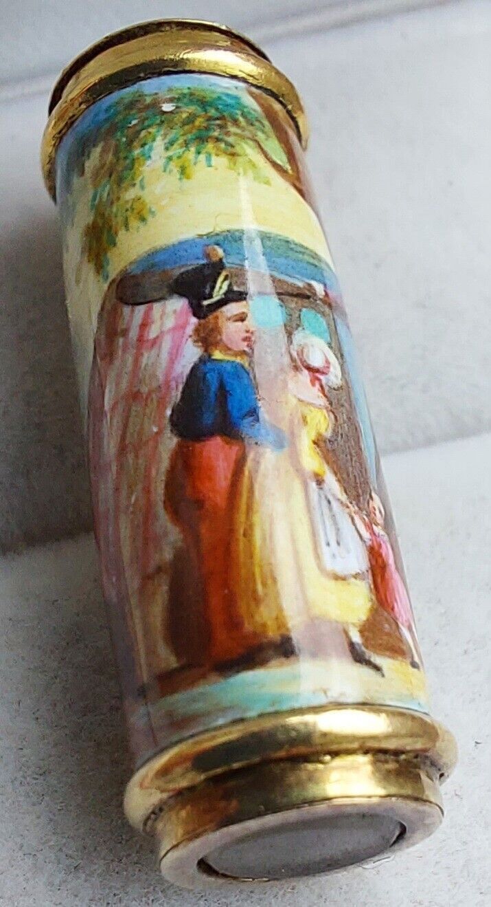 Antique Gold Snuff Bottle Hand Painted 15Ct Gold 4g Vintage Collectable
