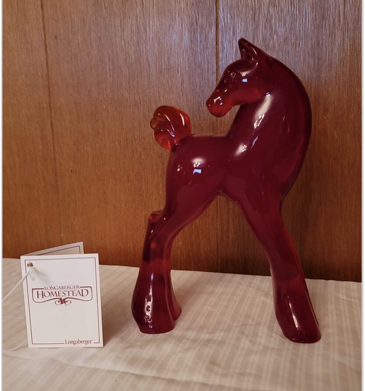 RARE Heisey by Mosser for Longaberger 2001 Ruby Red #2 Horse Filly Head Back