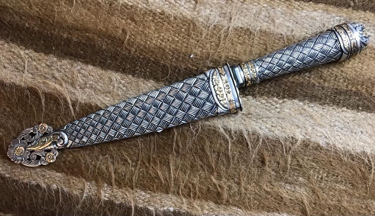 antique Argentine gaucho silver and gold Creole knife