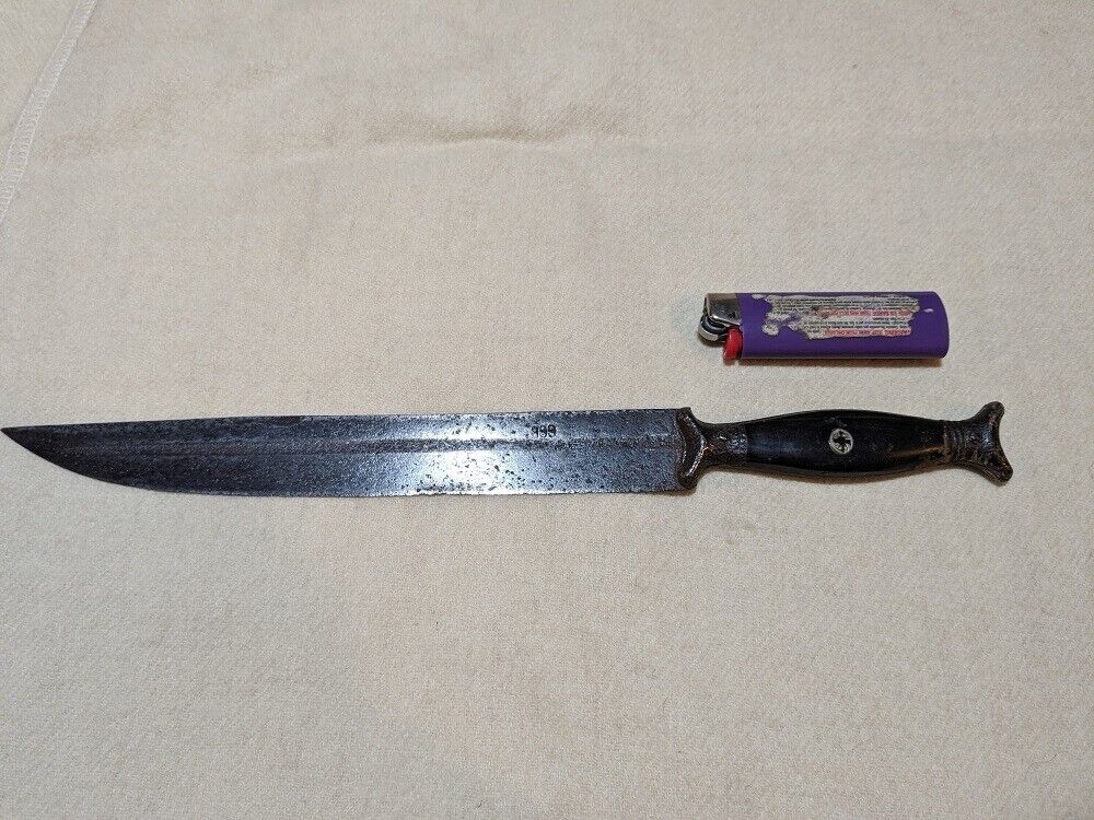 antique athame ritual dagger black handle gold sigils 666 999 knife  geomatria