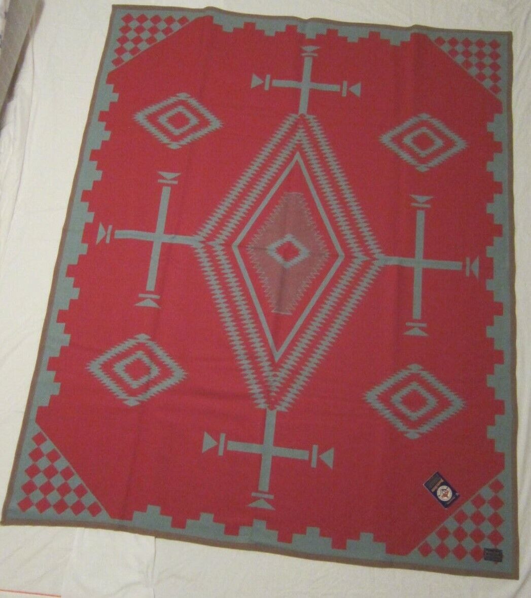 PENDLETON LOS OJOS CORAL AND TURQUOISE BLANKET LTD ED RARE NEW IN BOX WITH TAGS