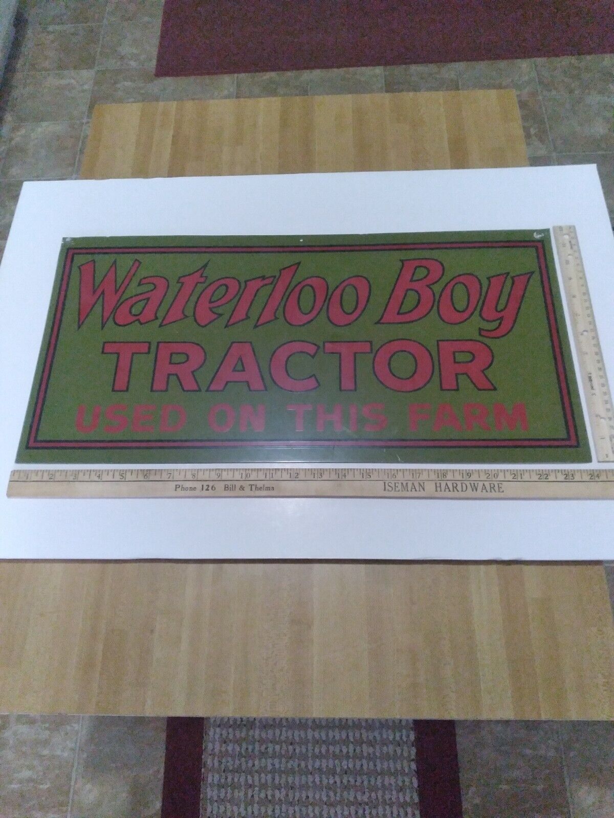 Waterloo Boy Sign Authentic Vintage Salesman Sample Ai13 FACTORY PROTOTYPE SIGN 