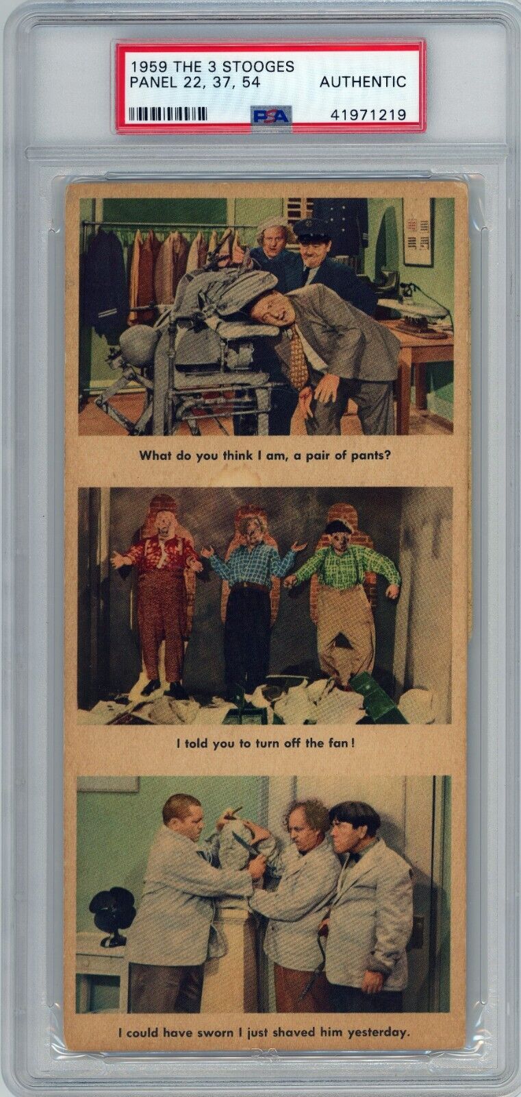 1959 Fleer Three 3 Stooges Gray Back 3-Panel Card PSA – Only 3 In The World