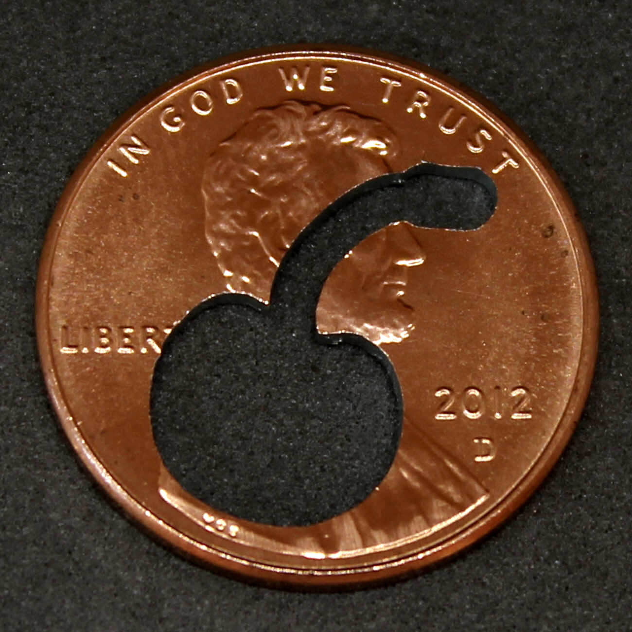 Lucky Penny with cherry cut out