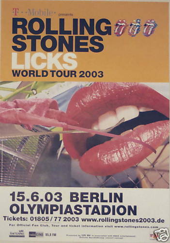 ROLLING STONES CONCERT TOUR POSTER 2003 LICKS