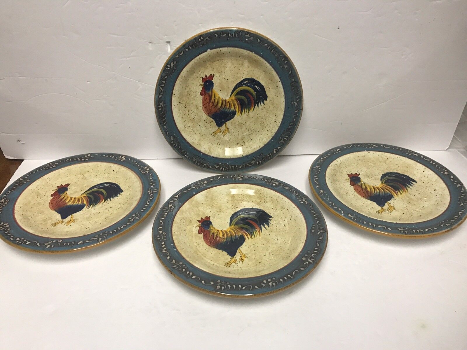 Noble Excellence ROOSTER CAFE Set of 4 Salad Plates 8 1/2\
